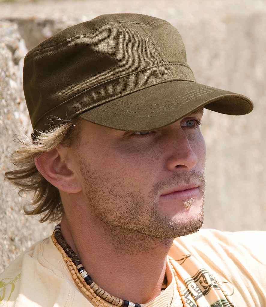 Result Urban Trooper Fully Lined Cap in ONE Olive Mash by Result Headwear — Custom branded clothing by Print Press, featuring premium embroidery produced in our specialist print lab in the UK.