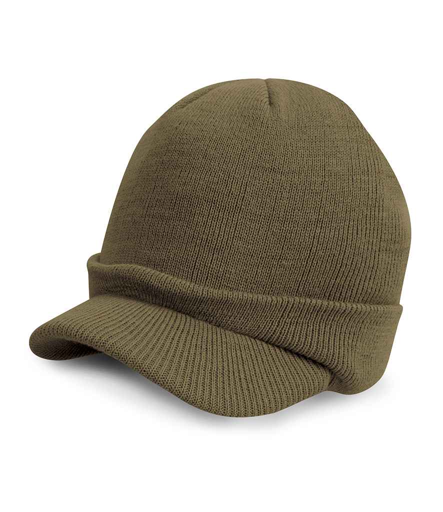 Result Esco Army Knitted Hat in ONE Olive Mash by Result Winter Essentials — Custom branded clothing by Print Press, featuring premium embroidery produced in our specialist print lab in the UK.
