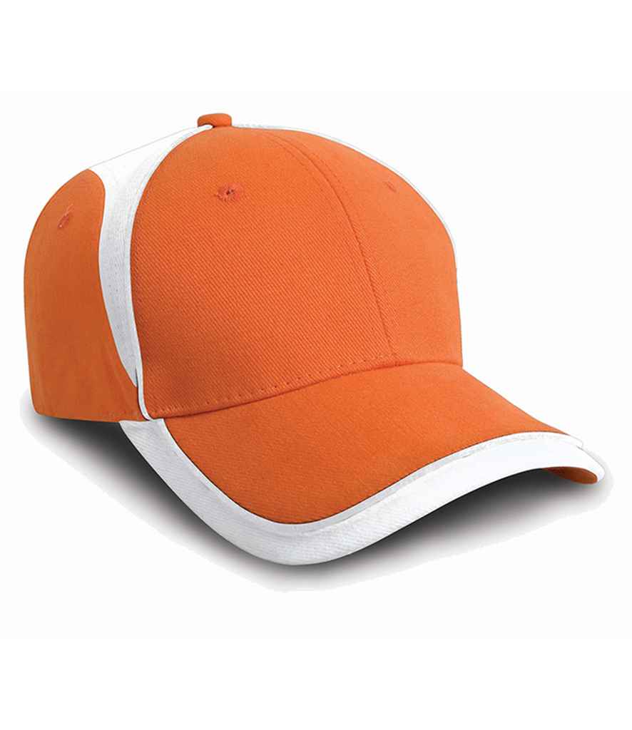 Result National Cap in ONE Orange White by Result Headwear — Custom branded clothing by Print Press, featuring premium embroidery produced in our specialist print lab in the UK.