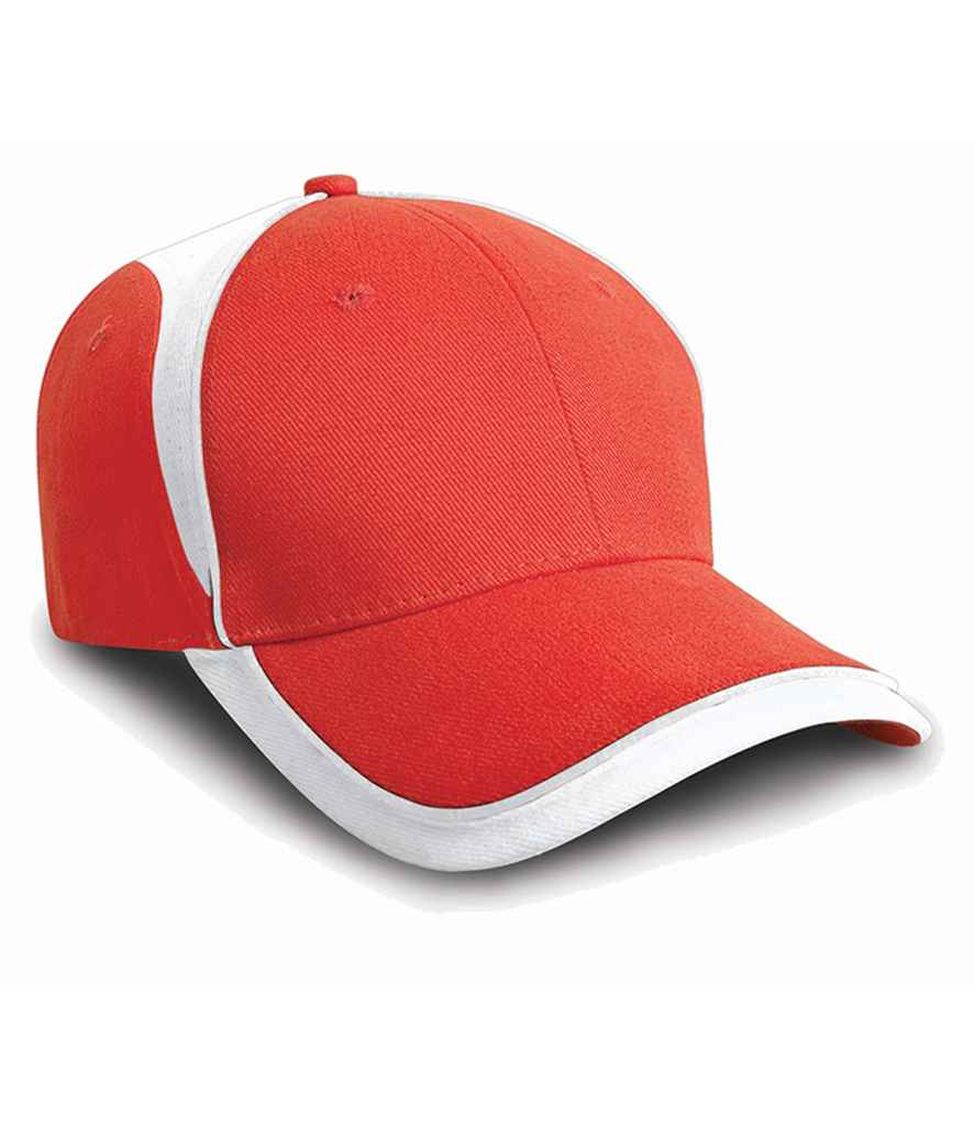 Result National Cap in ONE Red White by Result Headwear — Custom branded clothing by Print Press, featuring premium embroidery produced in our specialist print lab in the UK.