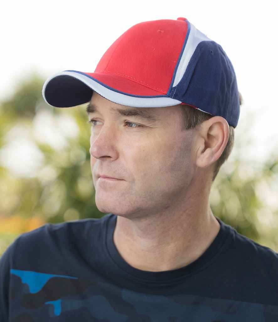 Result National Cap in ONE Red Navy by Result Headwear — Custom branded clothing by Print Press, featuring premium embroidery produced in our specialist print lab in the UK.