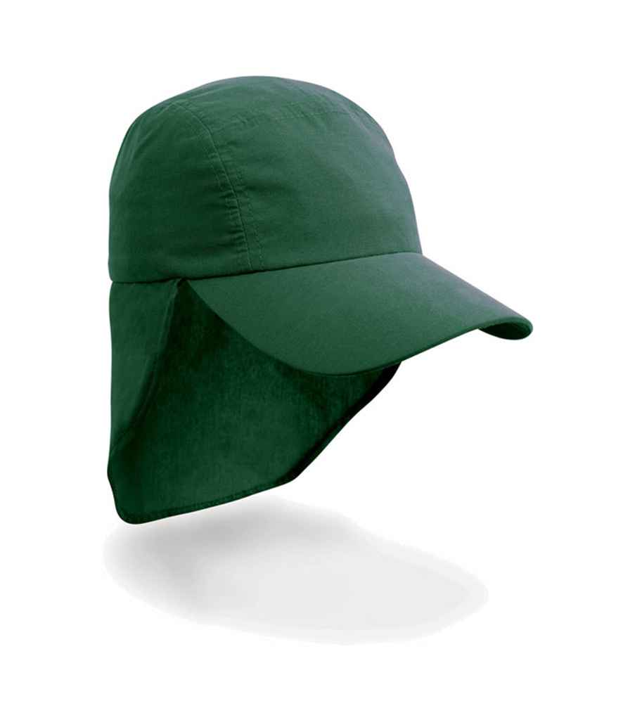 Result Kids Legionnaires Cap in ONE Bottle Green by Result Headwear — Custom branded clothing by Print Press, featuring premium embroidery produced in our specialist print lab in the UK.