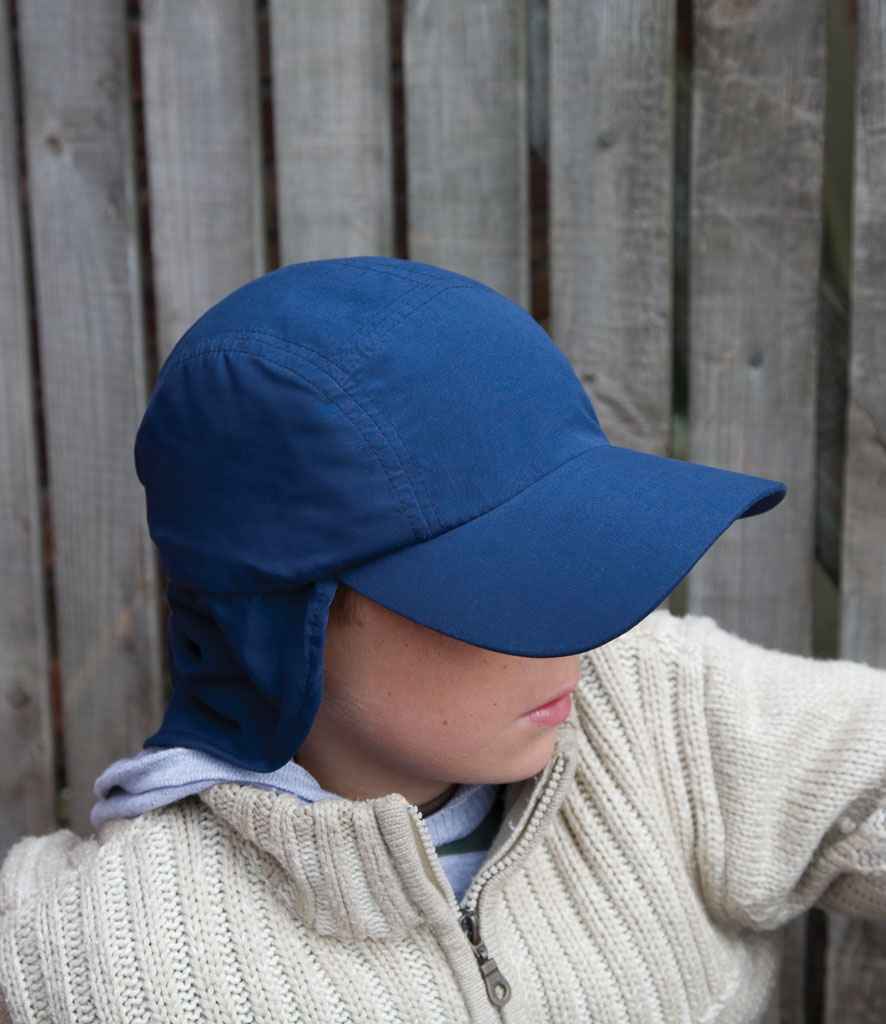 Result Kids Legionnaires Cap in ONE Royal Blue by Result Headwear — Custom branded clothing by Print Press, featuring premium embroidery produced in our specialist print lab in the UK.