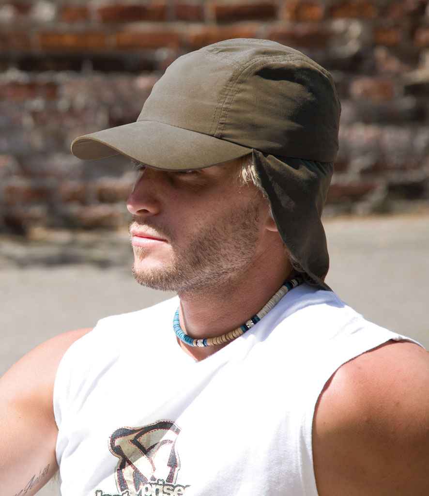 Result Legionnaires Cap in ONE Olive Green by Result Headwear — Custom branded clothing by Print Press, featuring premium embroidery produced in our specialist print lab in the UK.