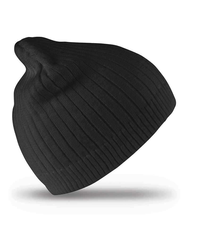 Result Cotton Knitted Beanie in ONE Black by Result Winter Essentials — Custom branded clothing by Print Press, featuring premium embroidery produced in our specialist print lab in the UK.