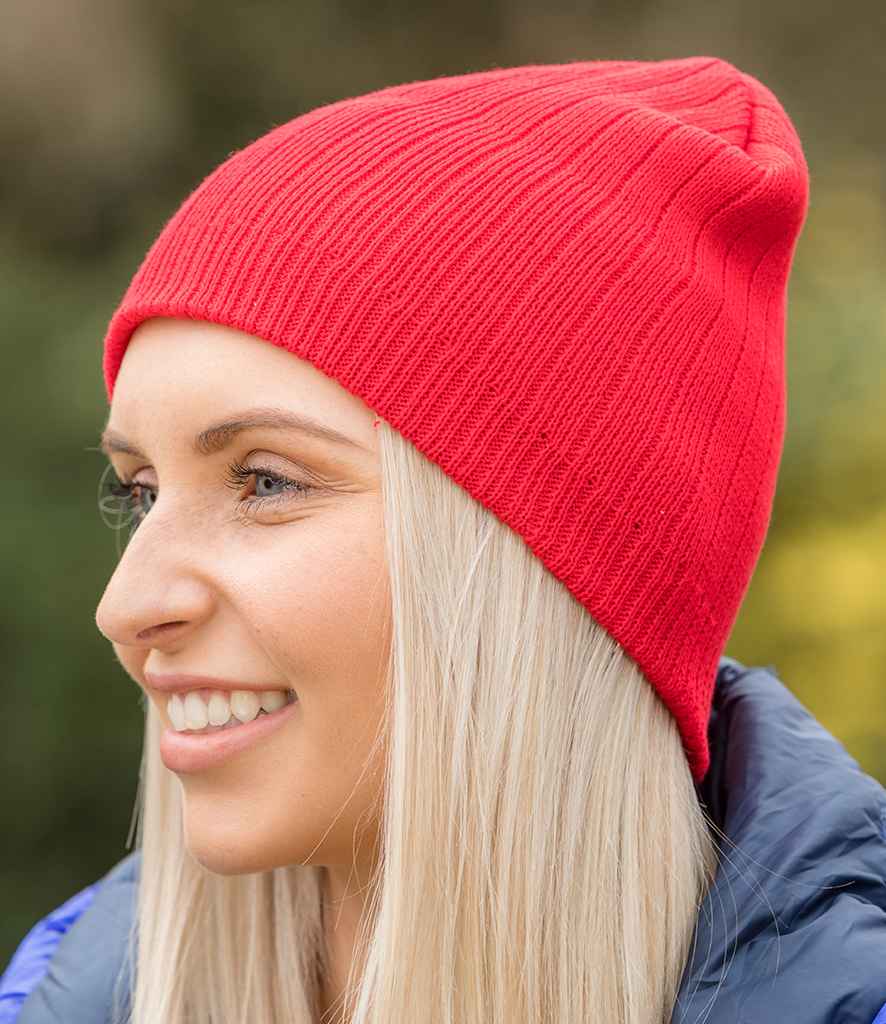 Result Cotton Knitted Beanie in ONE Red by Result Winter Essentials — Custom branded clothing by Print Press, featuring premium embroidery produced in our specialist print lab in the UK.