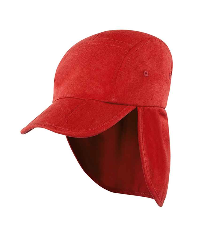 Result Kids Fold Up Legionnaires Cap in ONE Red by Result Headwear — Custom branded clothing by Print Press, featuring premium embroidery produced in our specialist print lab in the UK.