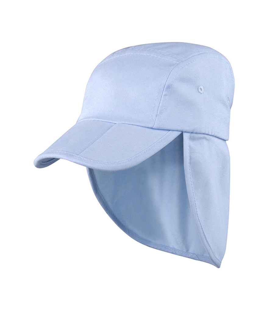 Result Kids Fold Up Legionnaires Cap in ONE Sky Blue by Result Headwear — Custom branded clothing by Print Press, featuring premium embroidery produced in our specialist print lab in the UK.