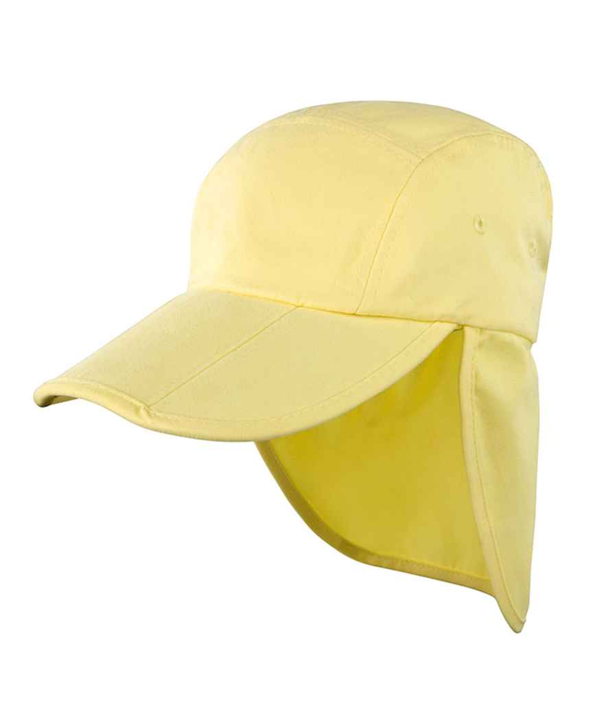 Result Kids Fold Up Legionnaires Cap in ONE Yellow by Result Headwear — Custom branded clothing by Print Press, featuring premium embroidery produced in our specialist print lab in the UK.