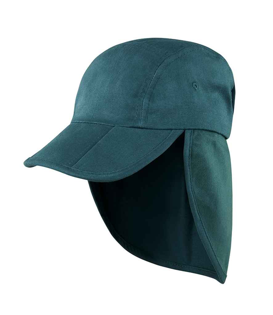 Result Fold Up Legionnaires Cap in ONE Bottle Green by Result Headwear — Custom branded clothing by Print Press, featuring premium embroidery produced in our specialist print lab in the UK.