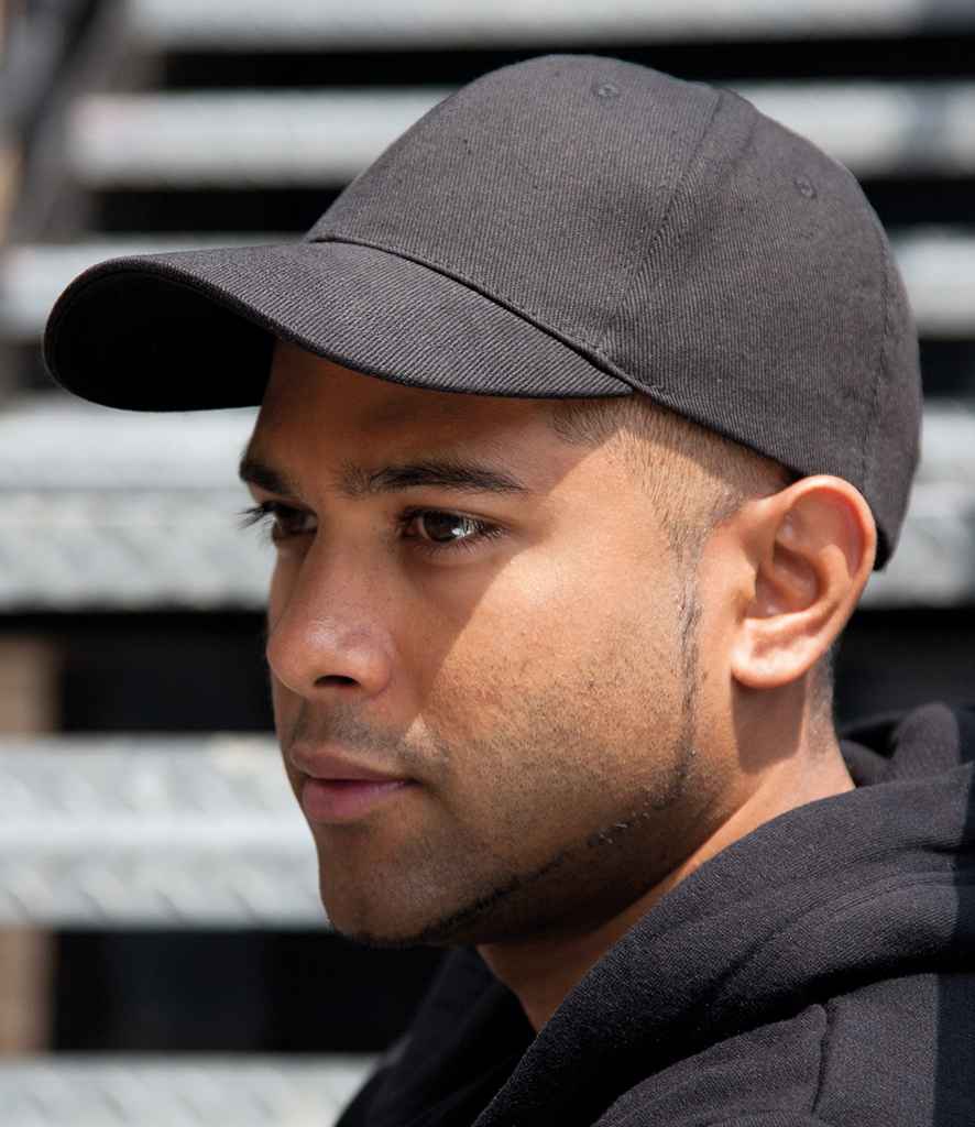 Result Memphis Brushed Cotton Cap in ONE Black by Result Headwear — Custom branded clothing by Print Press, featuring premium embroidery produced in our specialist print lab in the UK.