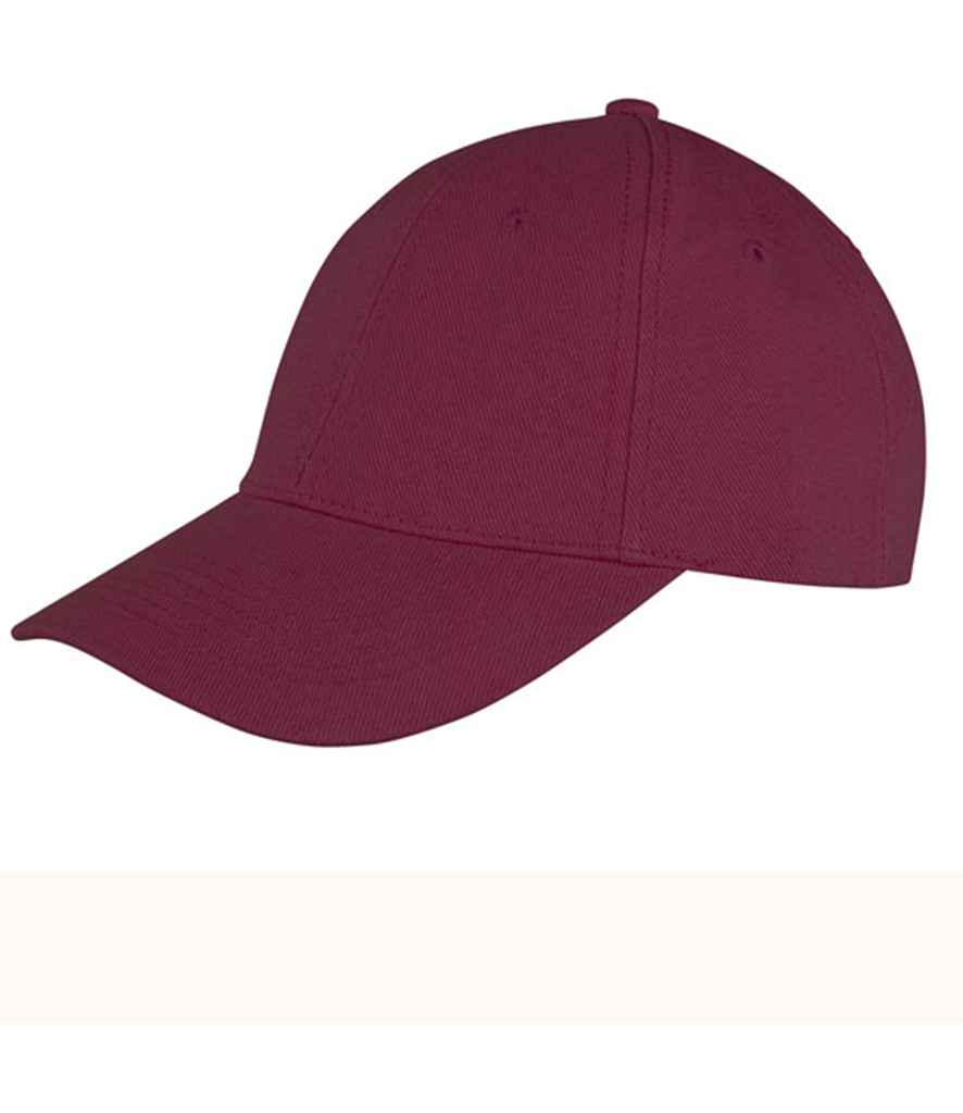 Result Memphis Brushed Cotton Cap in ONE Burgundy by Result Headwear — Custom branded clothing by Print Press, featuring premium embroidery produced in our specialist print lab in the UK.