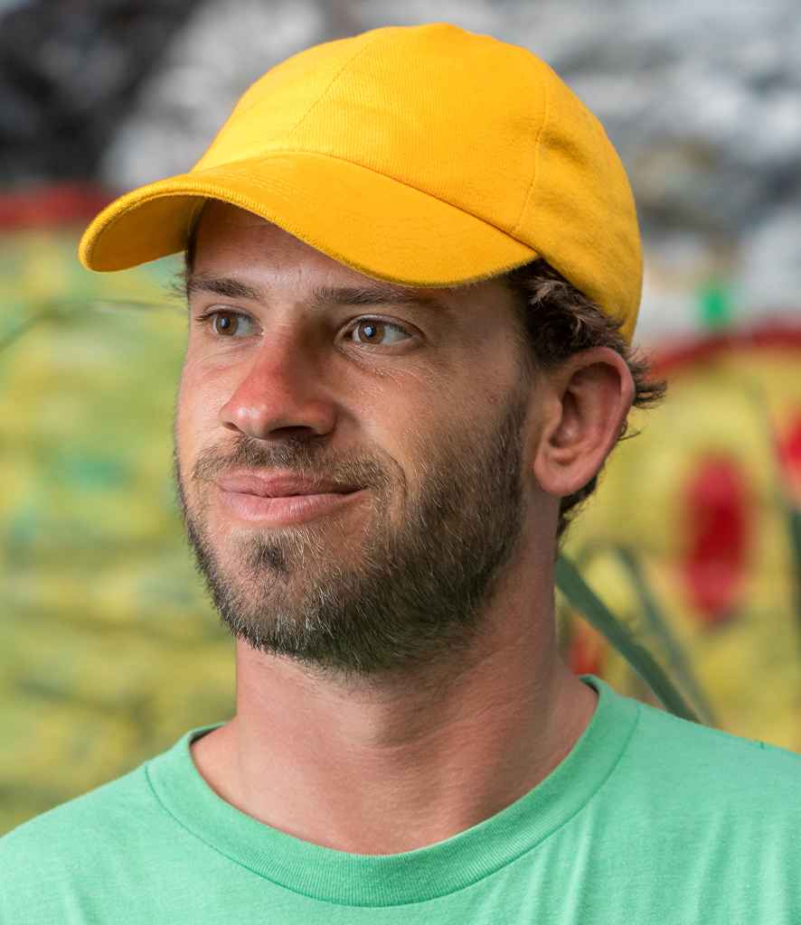 Result Memphis Brushed Cotton Cap in ONE Yellow by Result Headwear — Custom branded clothing by Print Press, featuring premium embroidery produced in our specialist print lab in the UK.