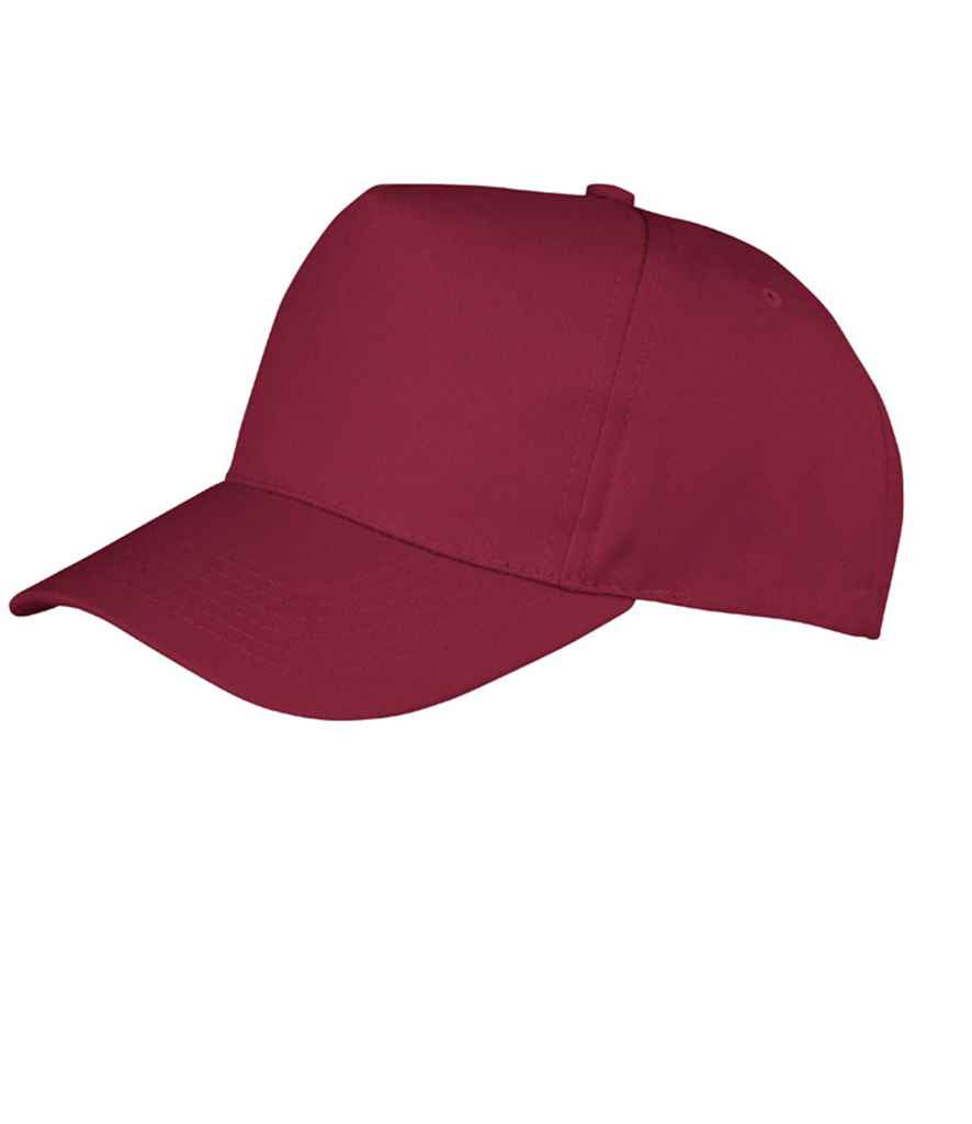 Result Kids Boston 5 Panel Printers Cap in ONE Burgundy by Result Headwear — Custom branded clothing by Print Press, featuring premium embroidery produced in our specialist print lab in the UK.