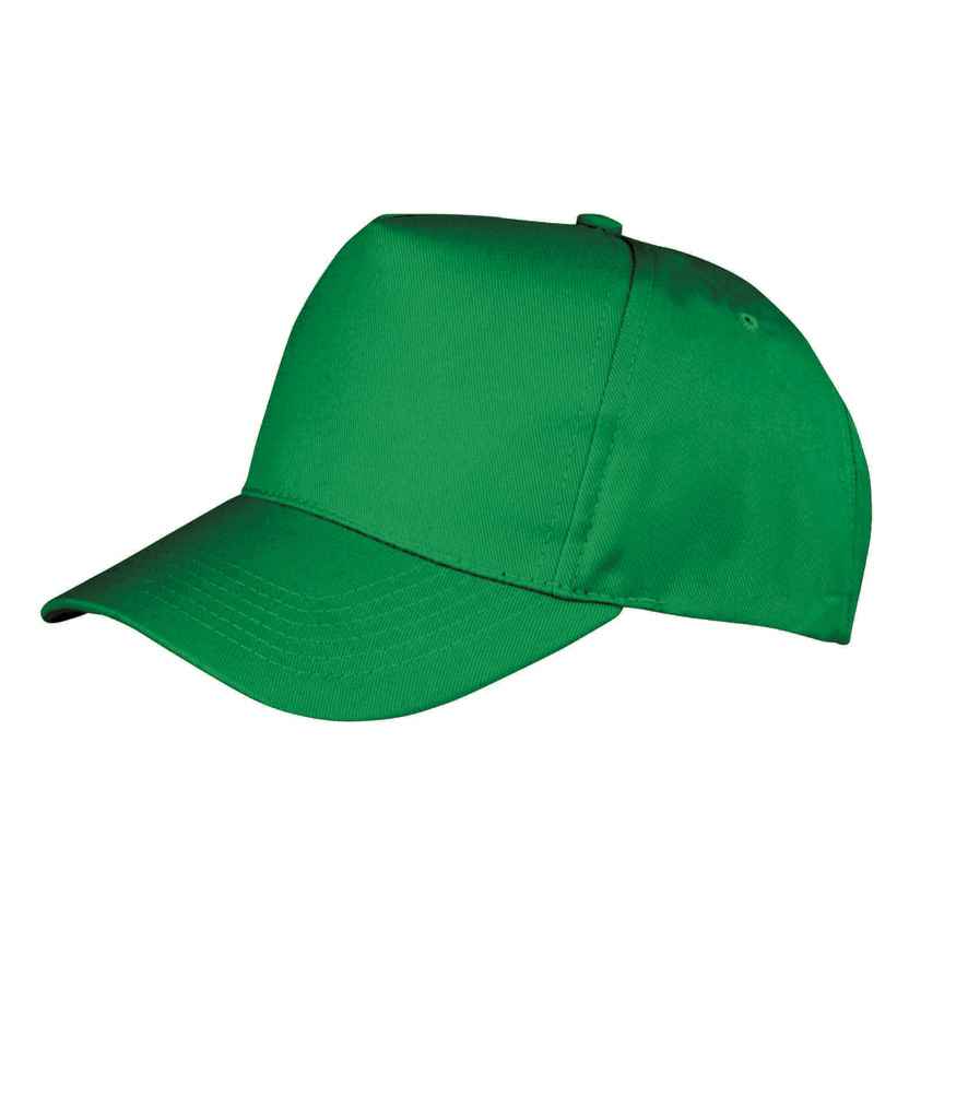 Result Kids Boston 5 Panel Printers Cap in ONE Kelly Green by Result Headwear — Custom branded clothing by Print Press, featuring premium embroidery produced in our specialist print lab in the UK.