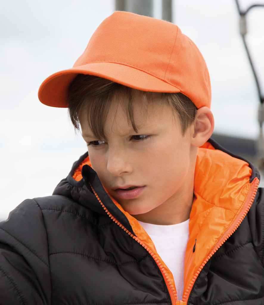 Result Kids Boston 5 Panel Printers Cap in ONE Orange by Result Headwear — Custom branded clothing by Print Press, featuring premium embroidery produced in our specialist print lab in the UK.