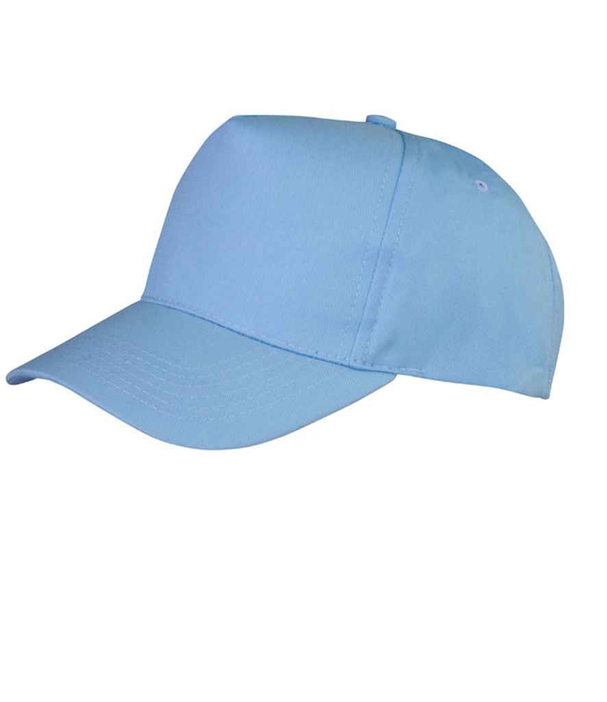 Result Boston 5 Panel Printers Cap in ONE Sky Blue by Result Headwear — Custom branded clothing by Print Press, featuring premium embroidery produced in our specialist print lab in the UK.