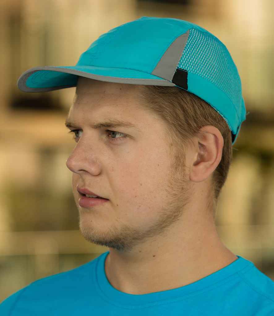 Spiro Sport Cap in ONE Aqua Black by Spiro — Custom branded clothing by Print Press, featuring premium embroidery produced in our specialist print lab in the UK.
