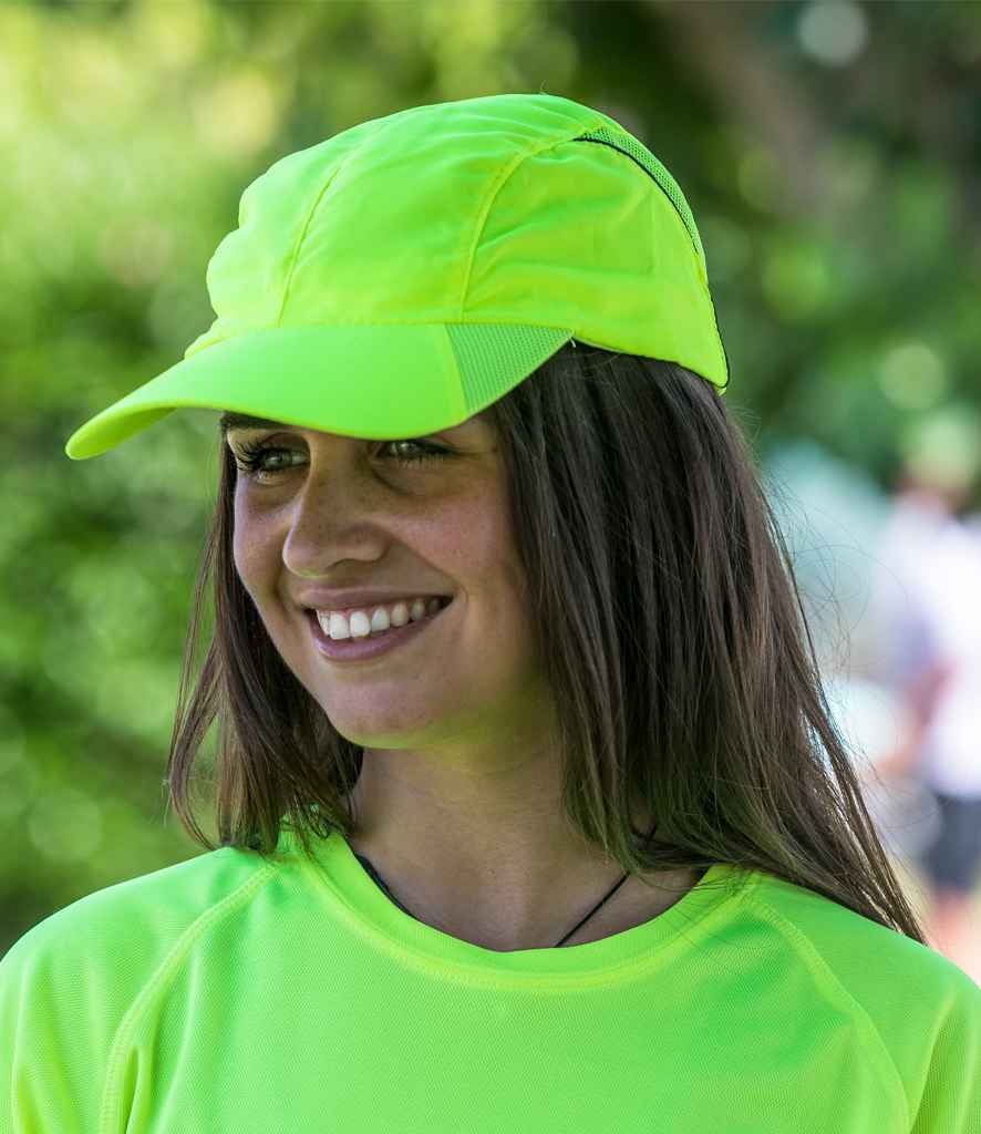 Spiro Impact Sport Cap in ONE Fluorescent Green by Spiro — Custom branded clothing by Print Press, featuring premium embroidery produced in our specialist print lab in the UK.