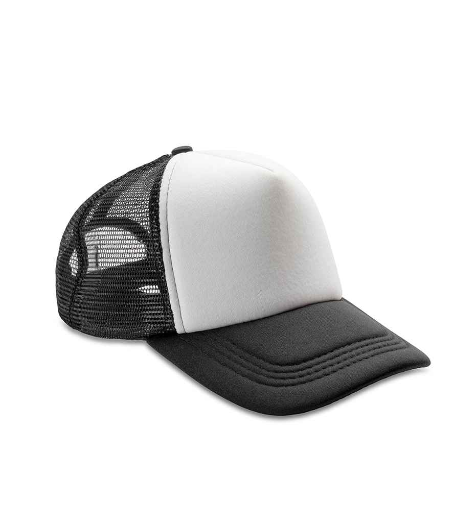 Result Core 1/2 Mesh Truckers Cap in ONE Black White by Result Headwear — Custom branded clothing by Print Press, featuring premium embroidery produced in our specialist print lab in the UK.