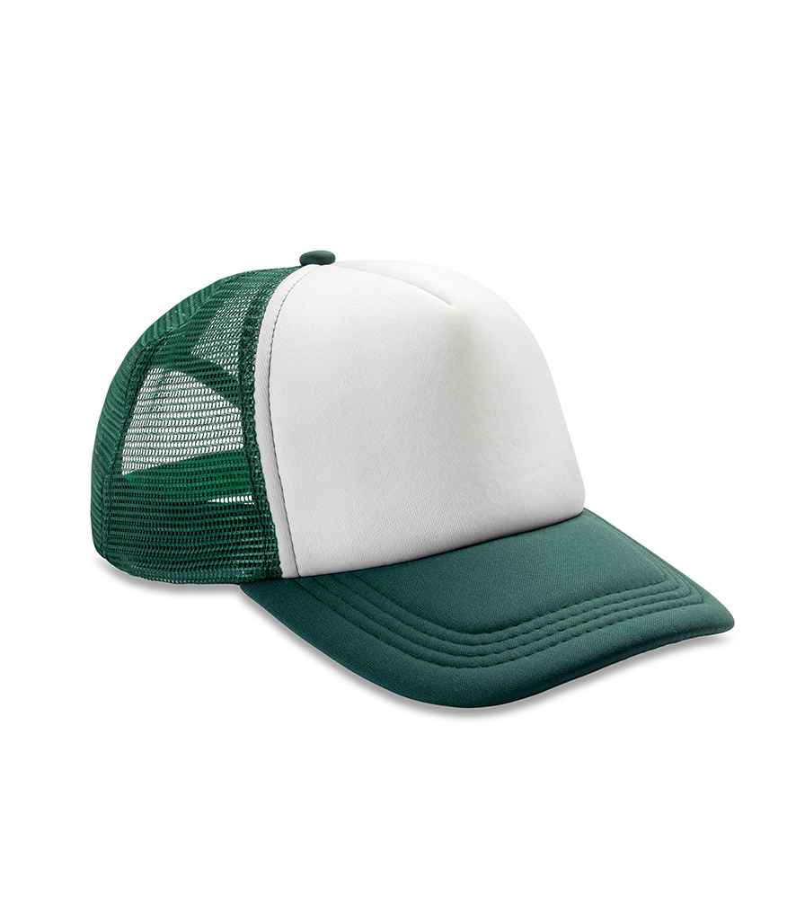 Result Core 1/2 Mesh Truckers Cap in ONE Bottle Green White by Result Headwear — Custom branded clothing by Print Press, featuring premium embroidery produced in our specialist print lab in the UK.