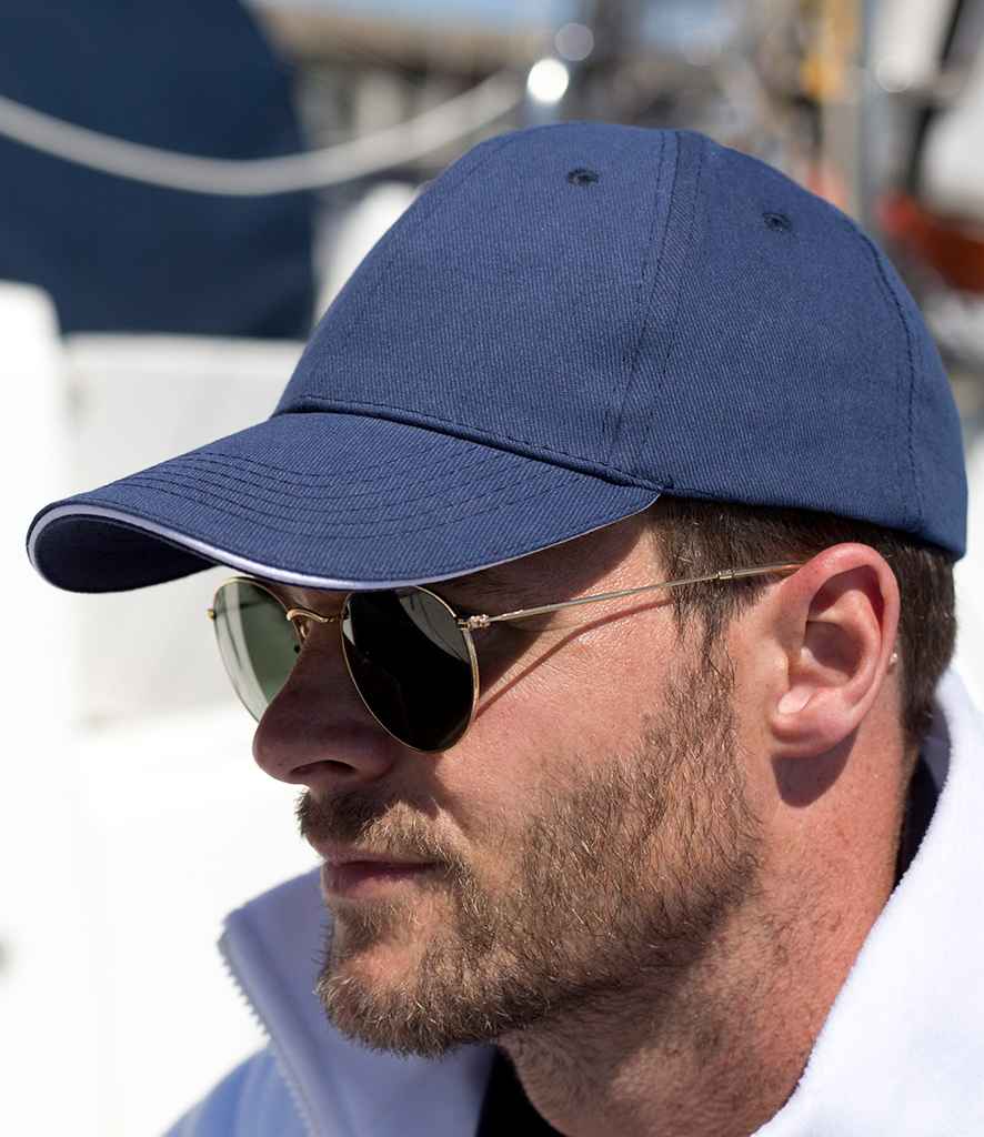 Result Memphis Sandwich Peak Cap in ONE Navy White by Result Headwear — Custom branded clothing by Print Press, featuring premium embroidery produced in our specialist print lab in the UK.
