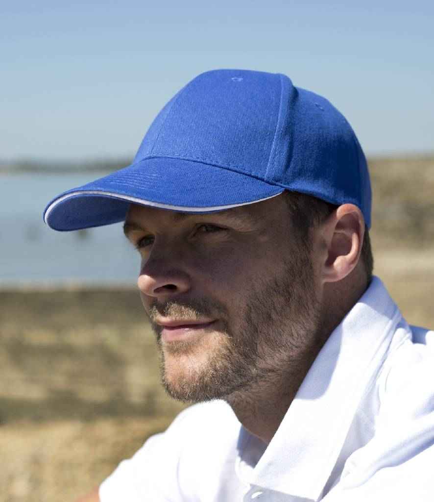 Result Memphis Sandwich Peak Cap in ONE Royal Blue White by Result Headwear — Custom branded clothing by Print Press, featuring premium embroidery produced in our specialist print lab in the UK.