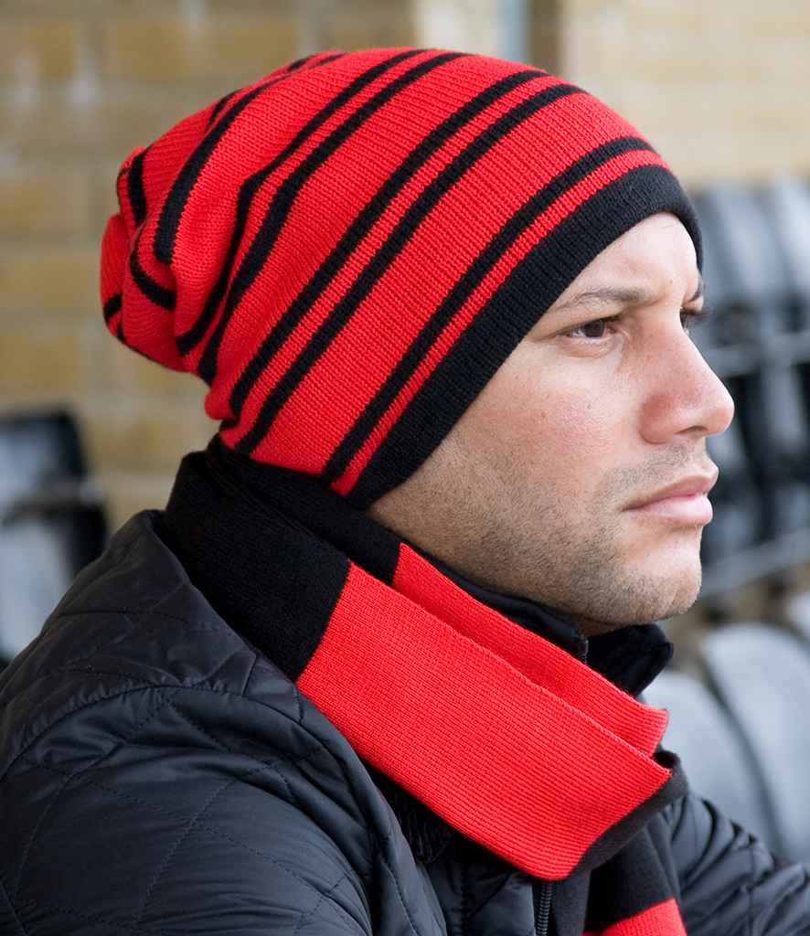 Result Team Reversible Beanie in ONE Red Black by Result Winter Essentials — Custom branded clothing by Print Press, featuring premium embroidery produced in our specialist print lab in the UK.