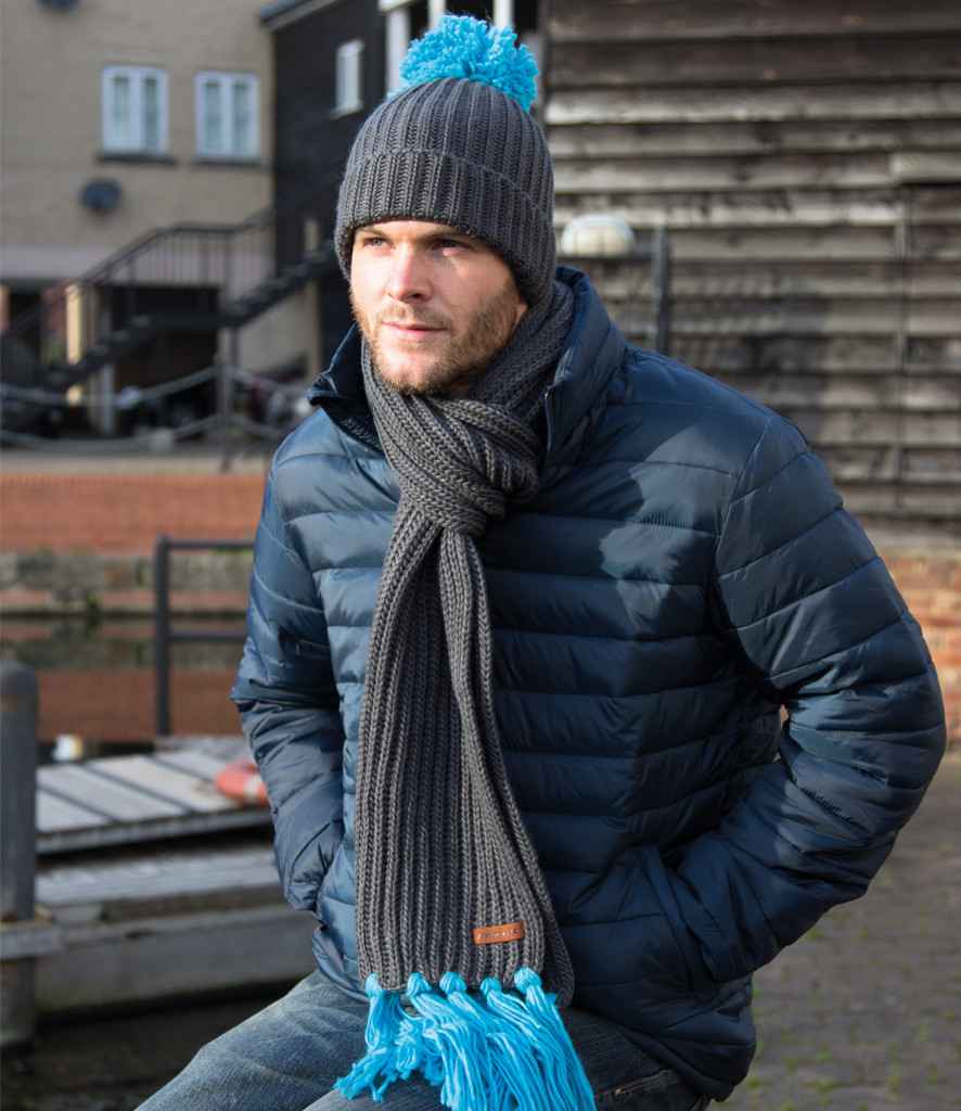 Result Chunky Knit Set in ONE Grey Aqua by Result Winter Essentials — Custom branded clothing by Print Press, featuring premium embroidery produced in our specialist print lab in the UK.