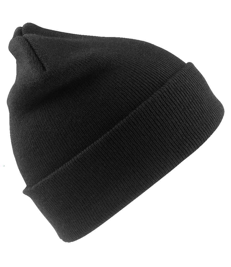 Result Genuine Recycled Woolly Ski Hat in ONE Black by Result Genuine Recycled — Custom branded clothing by Print Press, featuring premium embroidery produced in our specialist print lab in the UK.