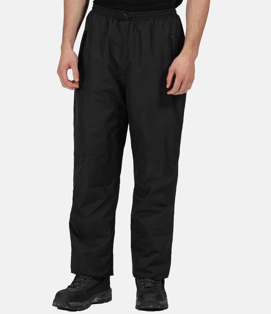 Regatta Linton Waterproof Overtrousers in R Black by Regatta — Custom branded clothing by Print Press, featuring premium embroidery produced in our specialist print lab in the UK.
