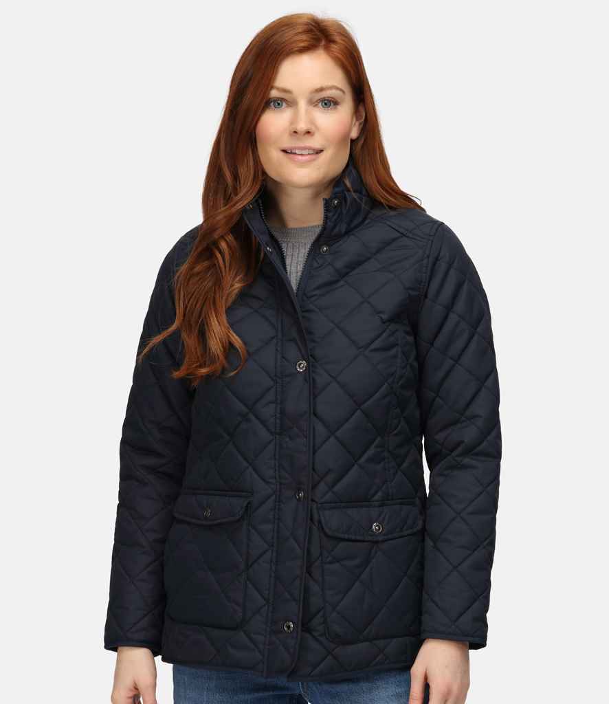 Regatta Ladies Tarah Diamond Quilted Jacket in Navy by Regatta — Custom branded clothing by Print Press, featuring premium embroidery produced in our specialist print lab in the UK.
