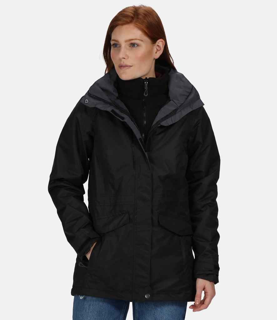 Regatta Ladies Benson III 3-in-1 Breathable Jacket in Black Black by Regatta — Custom branded clothing by Print Press, featuring premium embroidery produced in our specialist print lab in the UK.