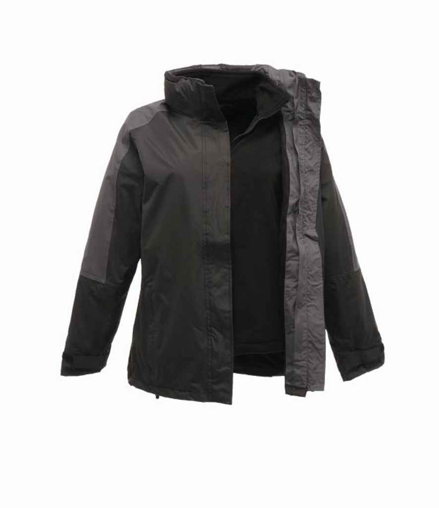 Regatta Ladies Defender III 3-in-1 Jacket in Black Seal Grey by Regatta — Custom branded clothing by Print Press, featuring premium embroidery produced in our specialist print lab in the UK.