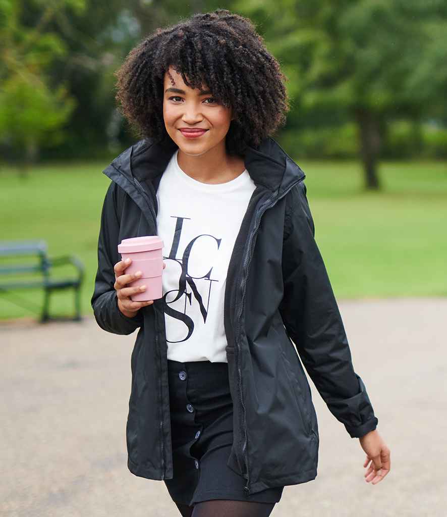 Regatta Ladies Classic Waterproof 3-in-1 Jacket in Black by Regatta — Custom branded clothing by Print Press, featuring premium embroidery produced in our specialist print lab in the UK.