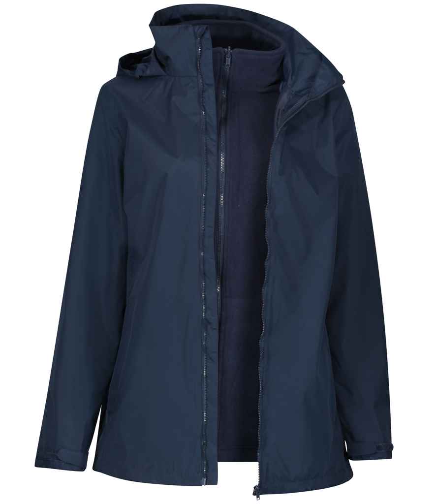 Regatta Ladies Classic Waterproof 3-in-1 Jacket in Navy by Regatta — Custom branded clothing by Print Press, featuring premium embroidery produced in our specialist print lab in the UK.