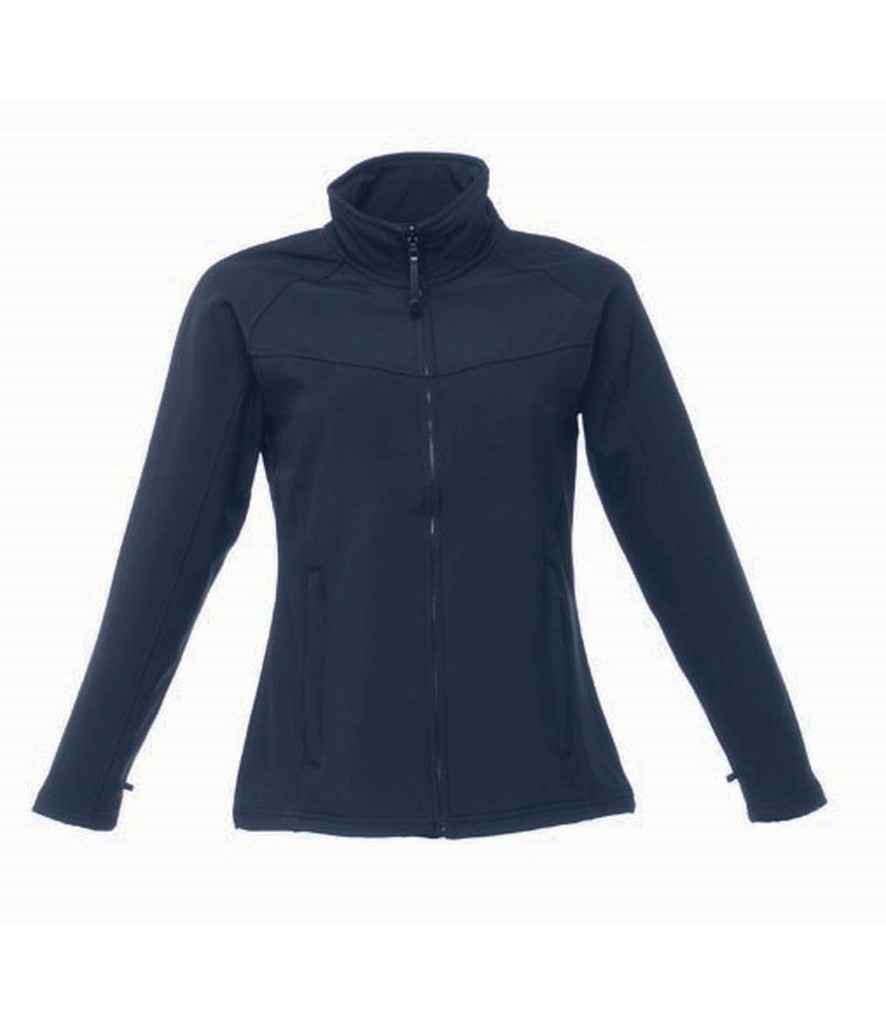 Regatta Ladies Uproar Soft Shell Jacket in Navy by Regatta — Custom branded clothing by Print Press, featuring premium embroidery produced in our specialist print lab in the UK.