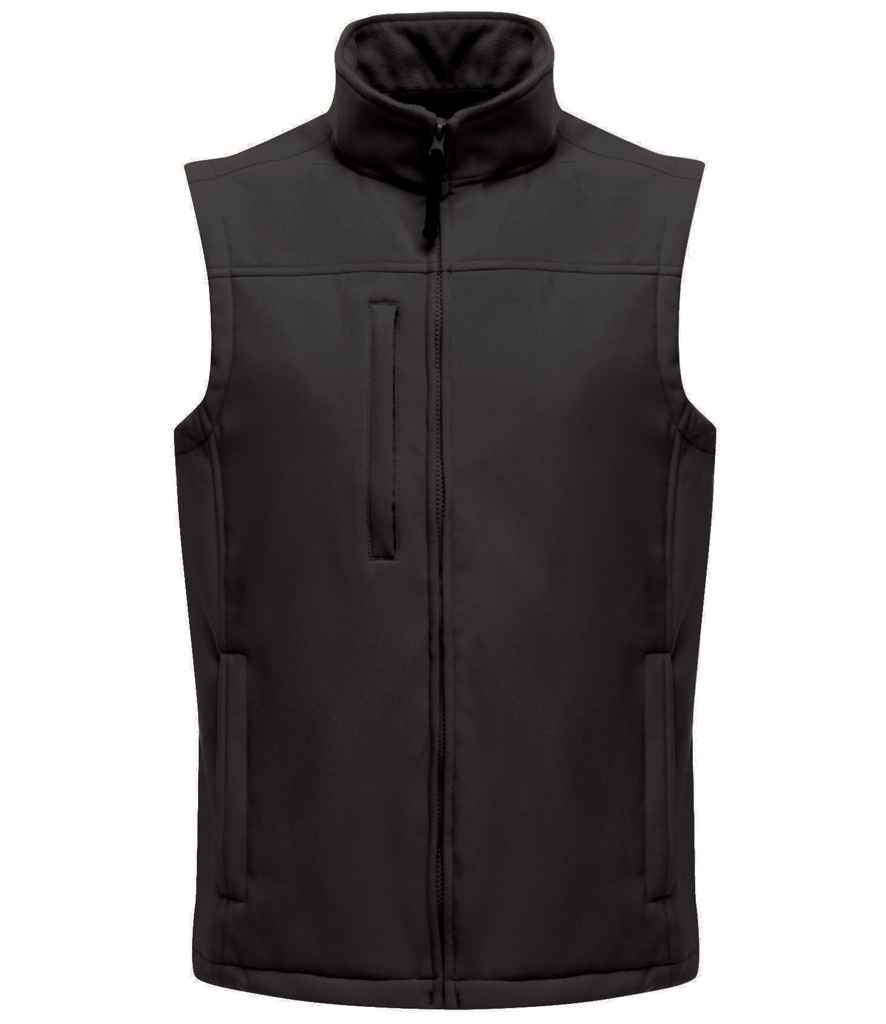 Regatta Flux Soft Shell Bodywarmer in Black Black by Regatta — Custom branded clothing by Print Press, featuring premium embroidery produced in our specialist print lab in the UK.