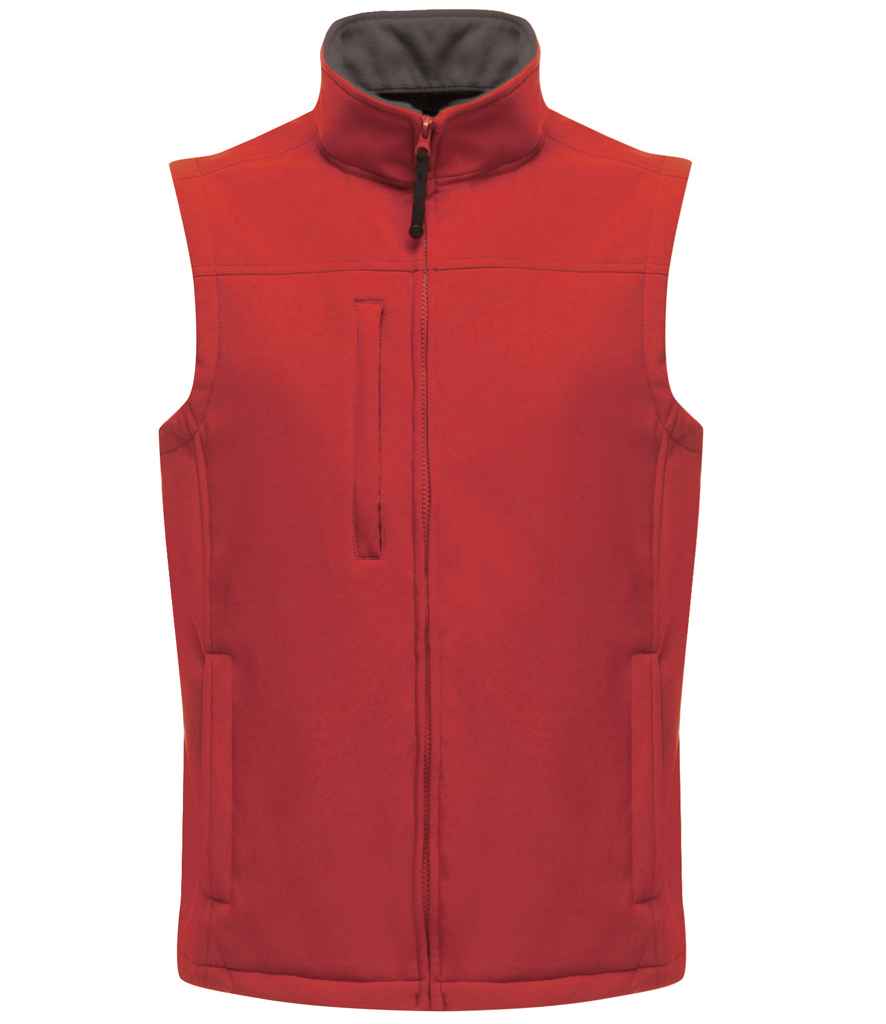 Regatta Flux Soft Shell Bodywarmer in Classic Red Seal Grey by Regatta — Custom branded clothing by Print Press, featuring premium embroidery produced in our specialist print lab in the UK.