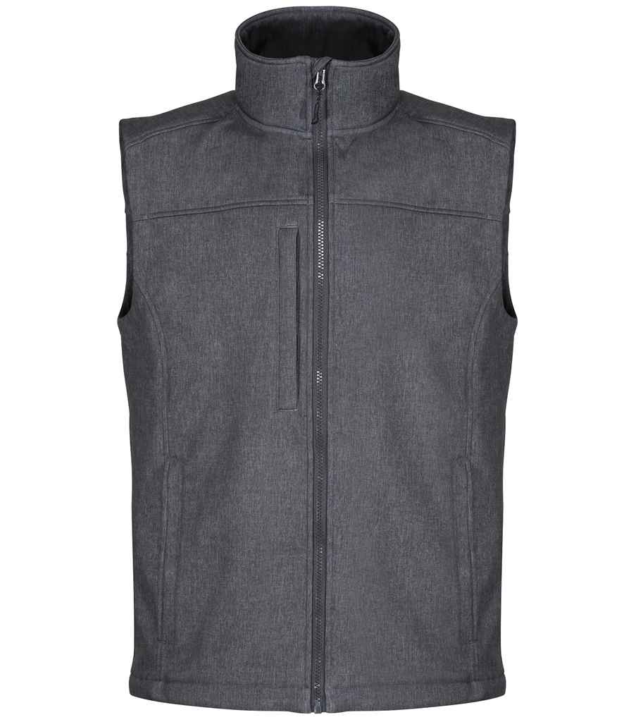 Regatta Flux Soft Shell Bodywarmer in Seal Grey Marl Black by Regatta — Custom branded clothing by Print Press, featuring premium embroidery produced in our specialist print lab in the UK.