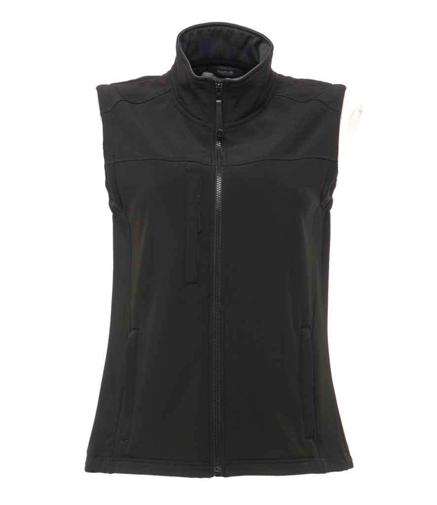 Regatta Ladies Flux Soft Shell Bodywarmer in Black Black by Regatta — Custom branded clothing by Print Press, featuring premium embroidery produced in our specialist print lab in the UK.