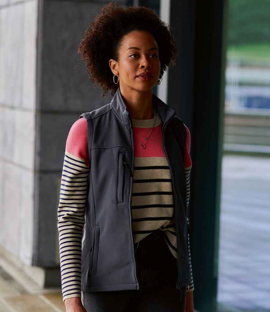 Regatta Ladies Flux Soft Shell Bodywarmer in Seal Grey Seal Grey by Regatta — Custom branded clothing by Print Press, featuring premium embroidery produced in our specialist print lab in the UK.
