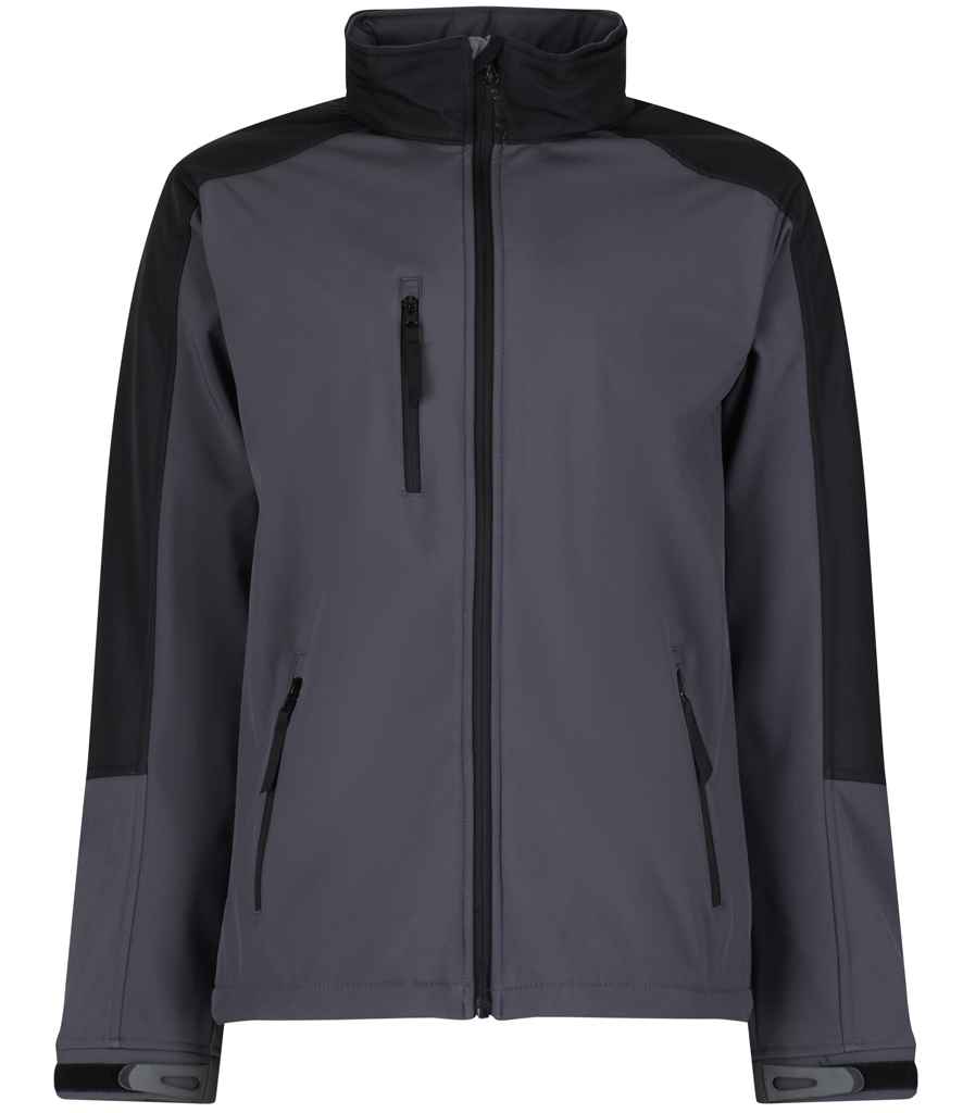 Regatta Hydroforce Soft Shell Jacket in Seal Grey Black by Regatta — Custom branded clothing by Print Press, featuring premium embroidery produced in our specialist print lab in the UK.