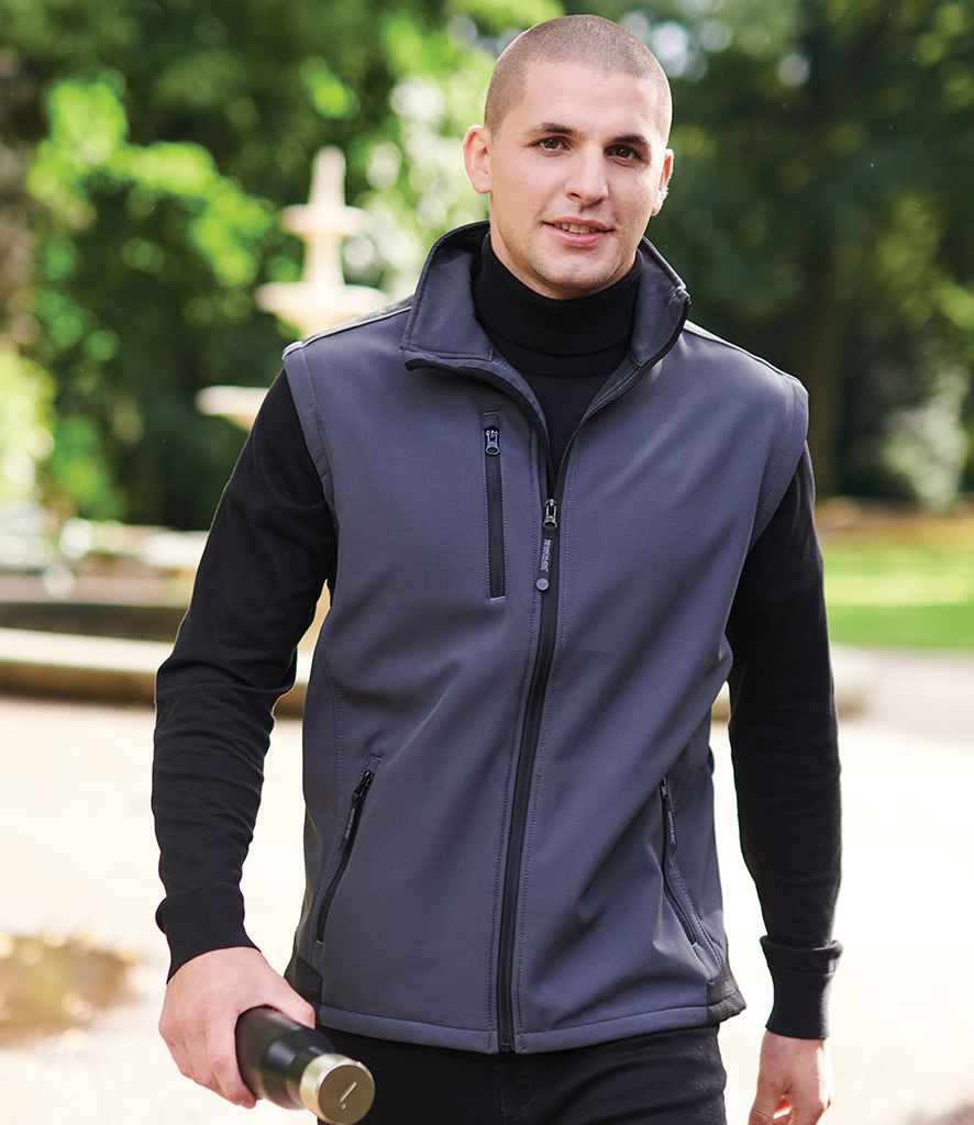 Regatta Sandstorm Workwear Soft Shell Bodywarmer in Seal Grey by Regatta — Custom branded clothing by Print Press, featuring premium embroidery produced in our specialist print lab in the UK.