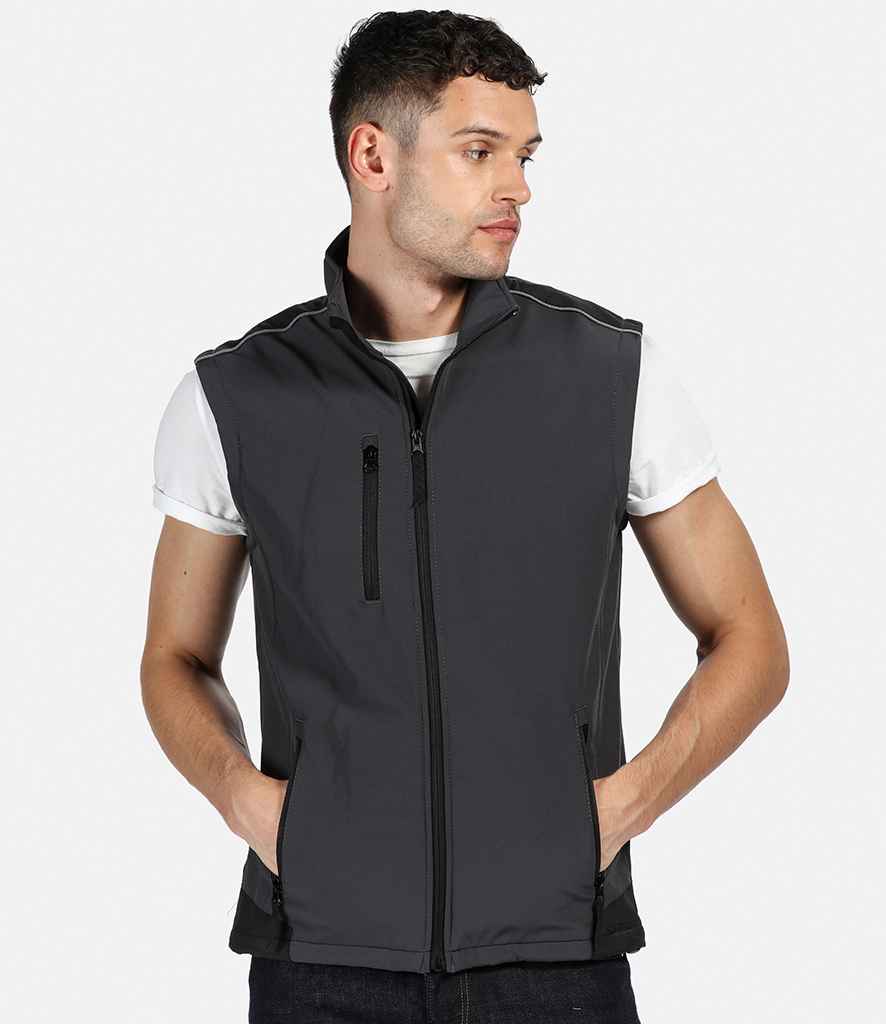 Regatta Sandstorm Workwear Soft Shell Bodywarmer in by Regatta — Custom branded clothing by Print Press, featuring premium embroidery produced in our specialist print lab in the UK.