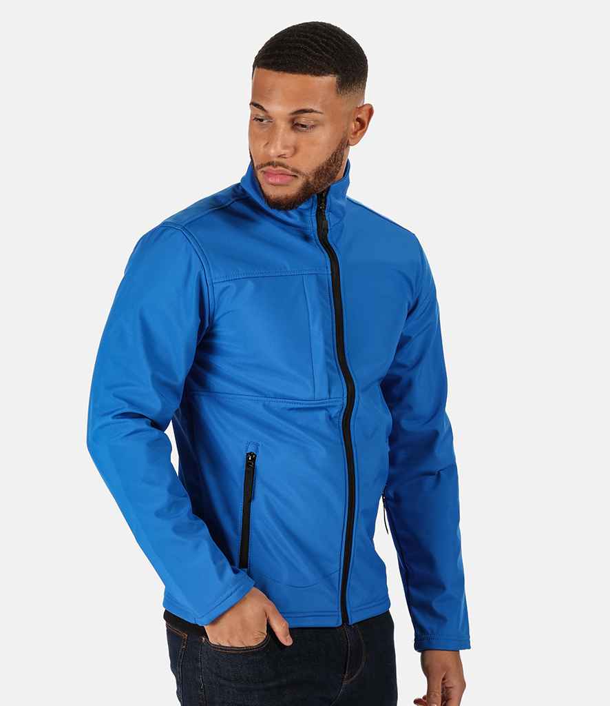 Regatta Octagon II Soft Shell Jacket in Oxford Blue Black by Regatta — Custom branded clothing by Print Press, featuring premium embroidery produced in our specialist print lab in the UK.