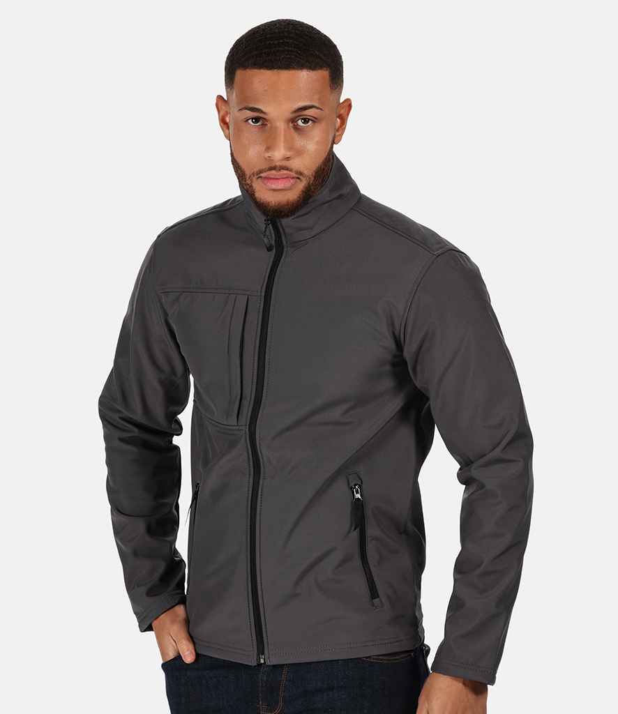 Regatta Octagon II Soft Shell Jacket in Seal Grey Black by Regatta — Custom branded clothing by Print Press, featuring premium embroidery produced in our specialist print lab in the UK.
