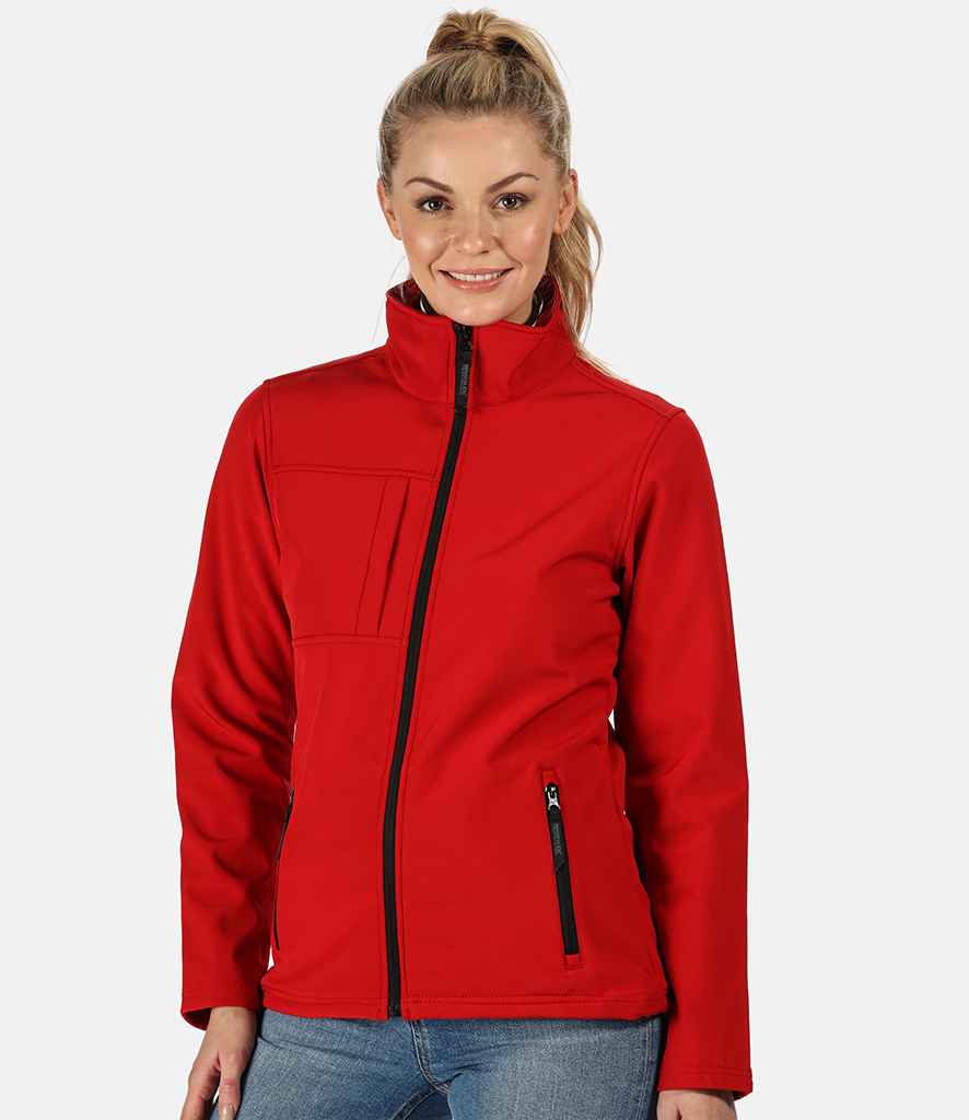Regatta Ladies Octagon II Soft Shell Jacket in Classic Red Black by Regatta — Custom branded clothing by Print Press, featuring premium embroidery produced in our specialist print lab in the UK.