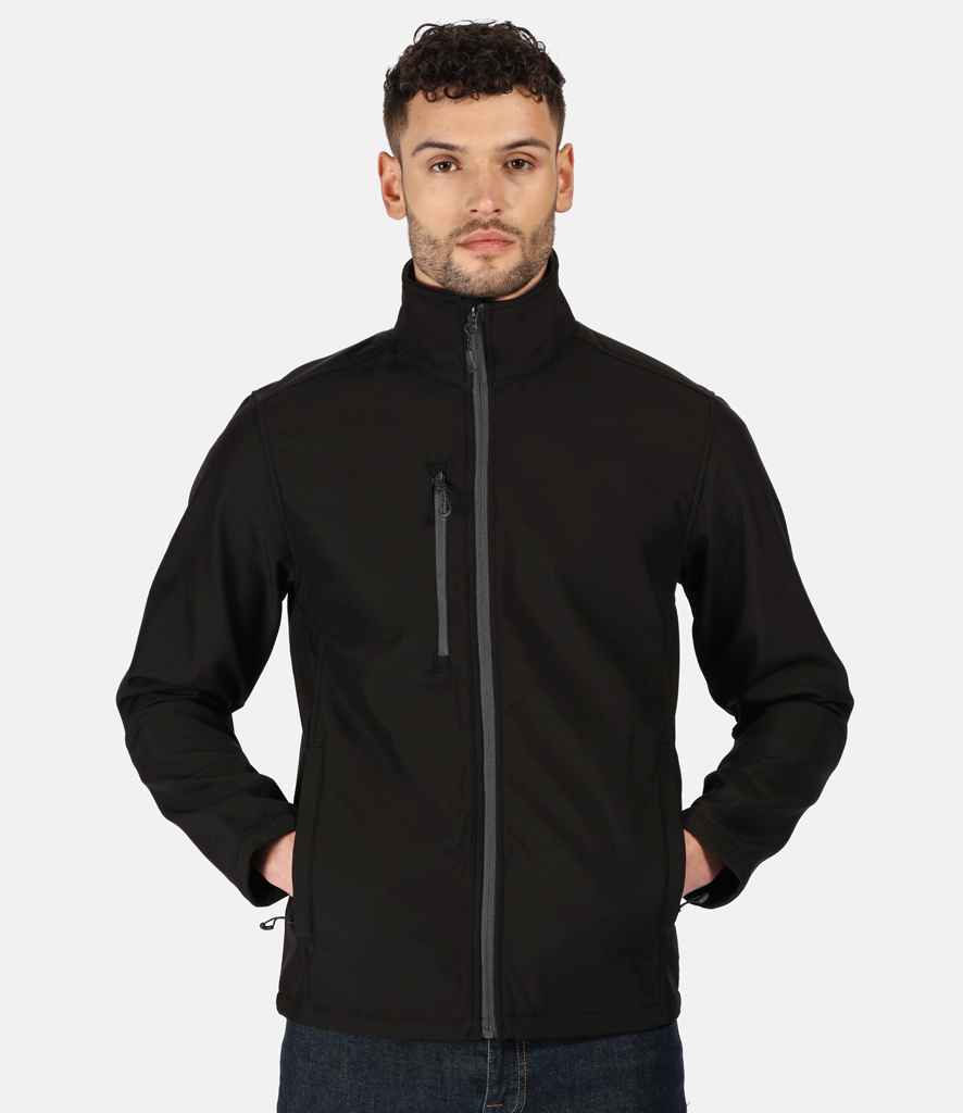 Regatta Honestly Made Recycled Soft Shell Jacket in Black by Regatta Honestly Made — Custom branded clothing by Print Press, featuring premium embroidery produced in our specialist print lab in the UK.