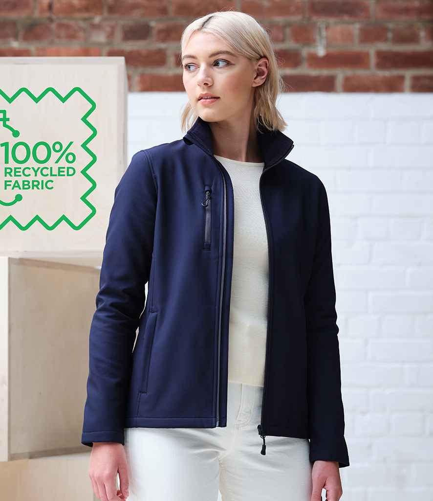 Regatta Honestly Made Ladies Recycled Soft Shell Jacket in Navy by Regatta Honestly Made — Custom branded clothing by Print Press, featuring premium embroidery produced in our specialist print lab in the UK.